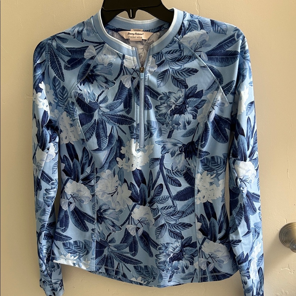 Tommy Bahama Blue Floral Long Sleeve Top